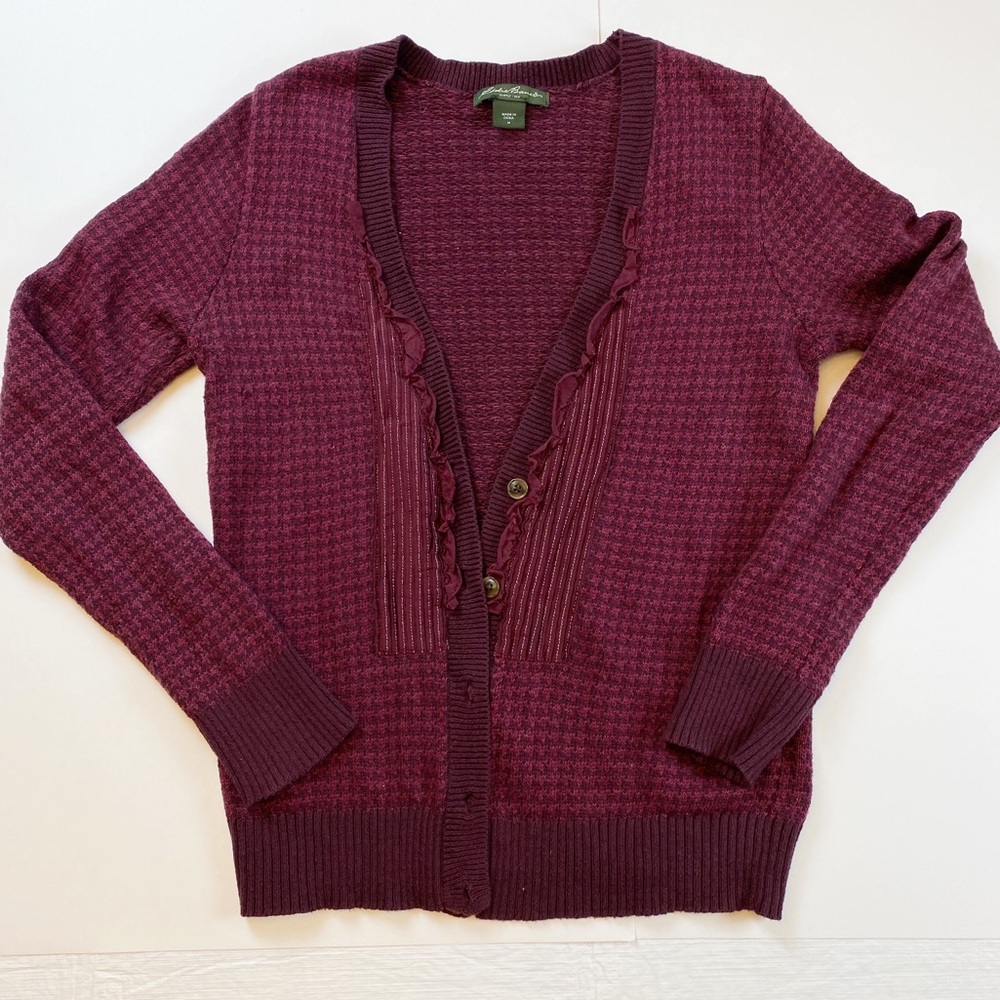 Eddie Bauer Knitted Cardigan With Ruffles Size M